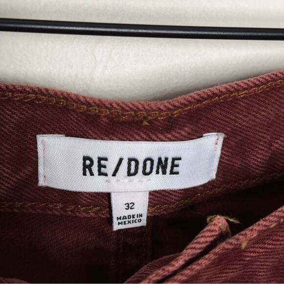 RE/DONE 70's High Rise Stove Pipe Jeans Washed Brick Brown Red Sz  {3K11} - Picture 7 of 7